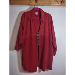 Blue Fish 2 Red Art To Wear Cotton Jacket Rare Hook and Loop Closure